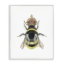 Stupell Industries Queen Bee with Crown Animals & Insects Painting White Framed Art Print Wall Art, 11 x 14