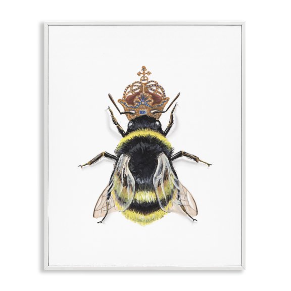 Stupell Industries Queen Bee with Crown Animals & Insects Painting White Framed Art Print Wall Art, 11 x 14