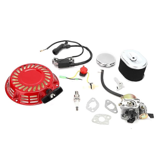 Recoil Starter Carb Ignition Coil Spark Plug On/Off Switch Fuel Cap Hose Kit Fit for Honda GX160 GX200