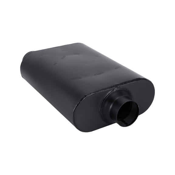 Universal Exhaust Muffler, two Chamber Performance Muffler for Cars Trucks, Stainless Steel, 2.5" offset Inlet/center Outlet, Overall Length 17", black