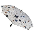 thumbnail image 3 of POBUDS Windproof Automatic Umbrella – Steel-Carbon Fiber Frame, UV-Blocking Black Coating Inside, Auto Open/Close - White Terrazzo, 3 of 8