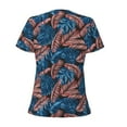 thumbnail image 4 of Naloa Tropical Leaves Print T-Shirts Short Sleeve V Neck Tees for Women Fashion Tops Trendy Lightweight Soft Casual Summer Outfits Clothes, 4 of 5