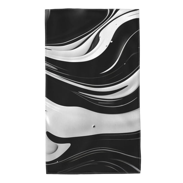 Fotbe Abstract Black White Swirls Toalla Premium con Patrón, Toalla de Microfibra de Secado Rápido, Ligera y Altamente Absorbente (27.5x16in), Ideal para Uso Diario