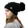 thumbnail image 2 of NYFASHION101® Pom Pom Oversized Baggy Slouchy Thick Winter Beanie Hat - Black, 2 of 3