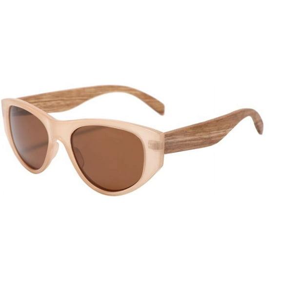Root Bella Champagne PC Brown Lens Wood Temples Women's Sunglasses|1YR. Warranty