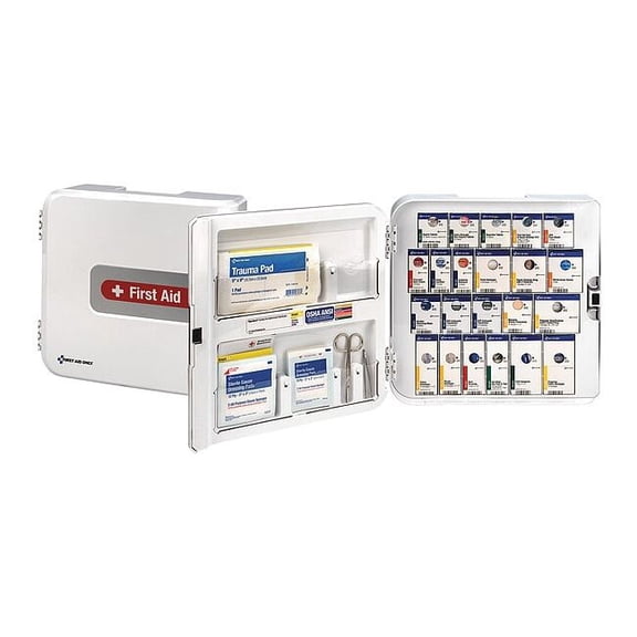 First Aid Kit and Housing, Plastic Cabinet, 261 Components, 50 People Served