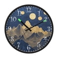 thumbnail image 2 of Voice Activated Clock with Glow Light 12 Inch Large Silent Wall Clock Battery Operated for Home Decor Gold-blue Mountains, 2 of 8