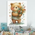 thumbnail image 2 of Designart Teddy Bear Love Holding Flowers I Canvas Wall Art, 2 of 5