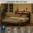 thumbnail image 4 of AENKYO Queen Size Bed Frame with 8 Storage Drawers, Headboard with Charging Station and LED Lights, Rustic Brown, 4 of 9