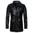 thumbnail image 5 of Munlar Gold Jacket- Mid-length Leather Stand-collar Four-pocket Motorcycle Boys Winter Coat Christmas Winter Coat Clearance, 5 of 9