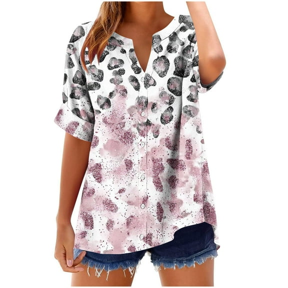 Frostluinai Womens Linen Button Down Shirts Oversized Short Sleeve T Shirts Casual Graphic Tees Summer Lightweight Shirts Gifts for Women