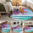 thumbnail image 6 of Summer Nautical Round Living Room Rugs 3.3 ft, Coastal Scene Romantic Cherry Tree Pink Flowers Washable Area Rug with Non-Slip Sturdy Edge Binding Round Front Door Mat Floor Carpet for Entryway, 6 of 9
