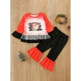 thumbnail image 2 of Qiylii Toddler Girls Christmas Outfits Santa Printed Tops+Flared Trouser, 2 of 9