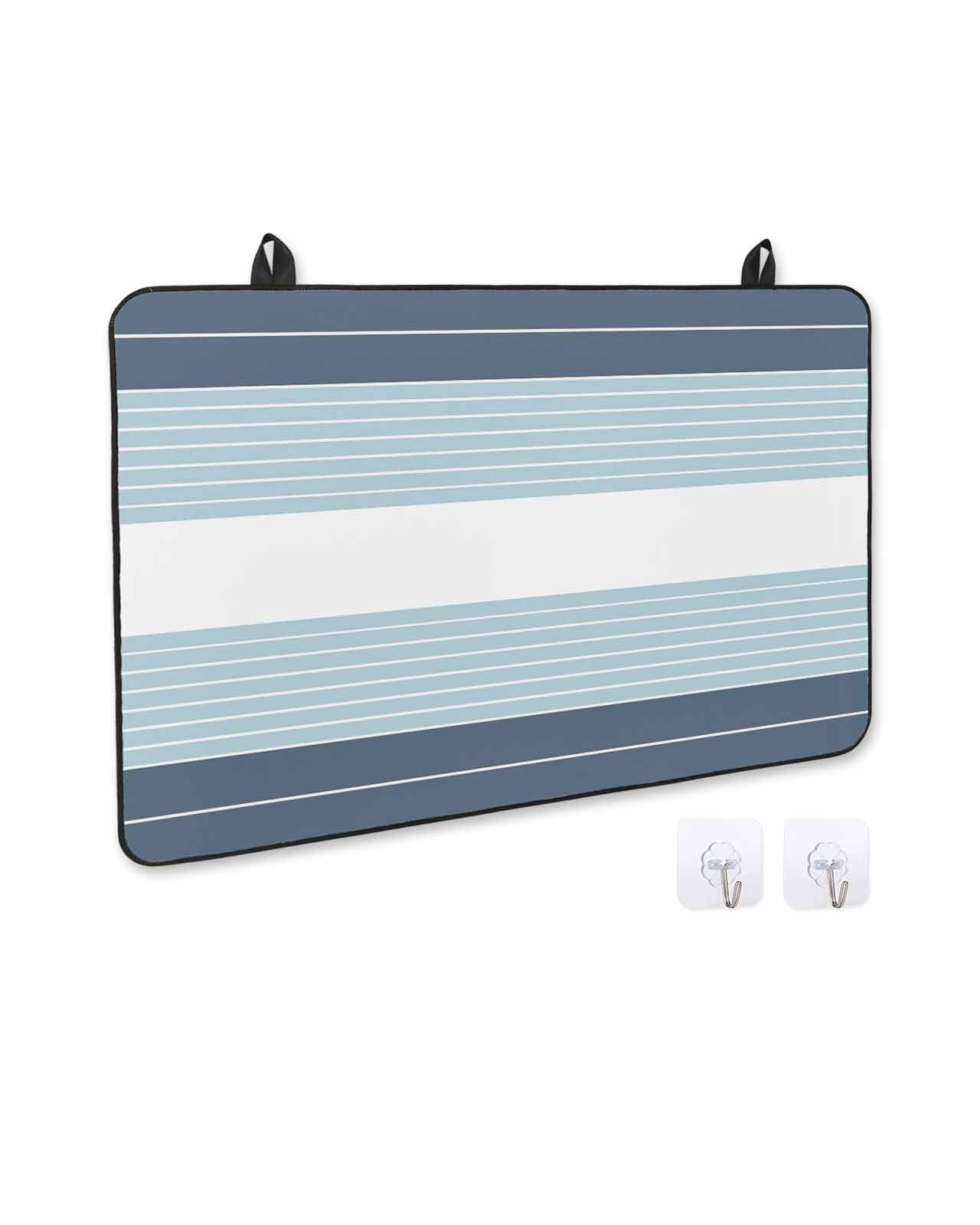 nqOlkjepod Large Induction Cooktop Protector Mat 24"x21", Haze Blue Aqua Stripe Stove Top Covers for Electric Stove, Modern Art Horizontal Striped Stove Burner Cover Mats, Glass Top Stove Cover