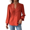 thumbnail image 3 of HAJWOH Womens Tops Dot Boho Long Sleeve Shirts V Neck Casual Chiffon Blouses Flowy Lace Hem Cute Clothing Trendy 2026, 3 of 6