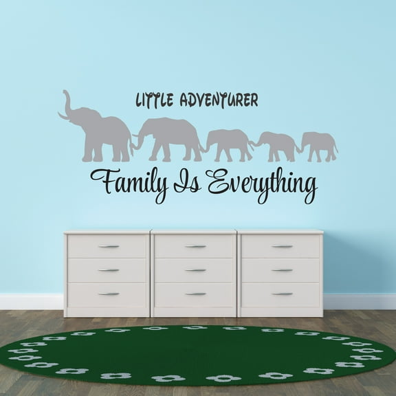 Animal Wall Decals for Boy's Bedroom - Parents Elephant with Babies Silhouette Wall Sticker Decal With Easy Installation Instructions Kid's Bedroom Décor Wall Sticker - Size: 10 In x 4 In