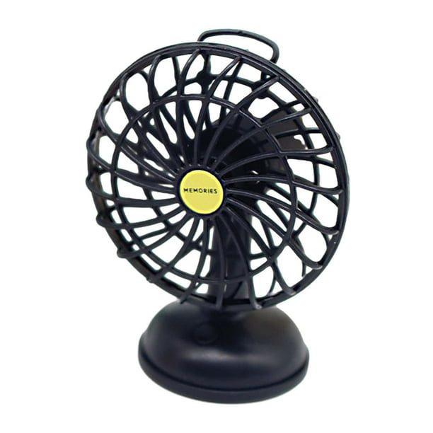 Ventilador de escritorio USB para casa de muñecas, escala 1:12, 1:6, velocidad ajustable, muebles para diorama Negro
