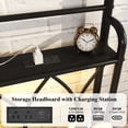 thumbnail image 5 of Metal Bed Frame Full Size with LED Lights, Modern Platform Bed with Charging Station, Black, 5 of 12