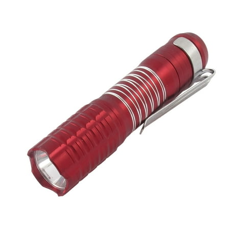 Aluminum Penlight - Unique Bargains Red Aluminum Shell Battery Power White Light Penlight Flashlight w Clip