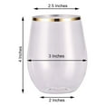 thumbnail image 2 of BalsaCircle 12 Gold Rim 12 oz Clear Disposable Plastic Stemless Wine Glasses, 2 of 8