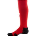 thumbnail image 2 of Under Armour Adult Team Over-The-Calf Socks, 1-Pair, Red/Black/White, Large, 2 of 3