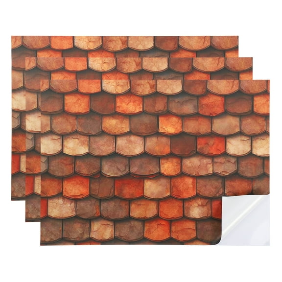 3 Pcs Dollhouse Wallpaper,1:12 Self-Adhesive Roof Shingle(Brown Gray)