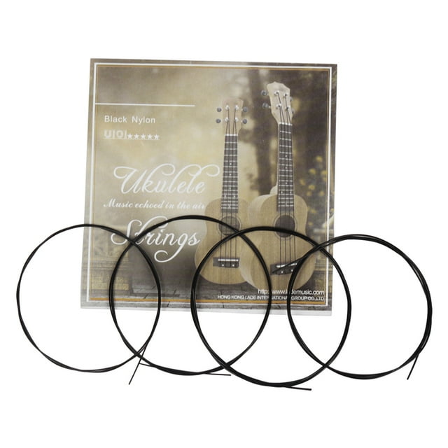 Muslady Black Ukulele Ukelele Uke Strings Nylon Material, 4pcs/set (Package Card Random Delivery)