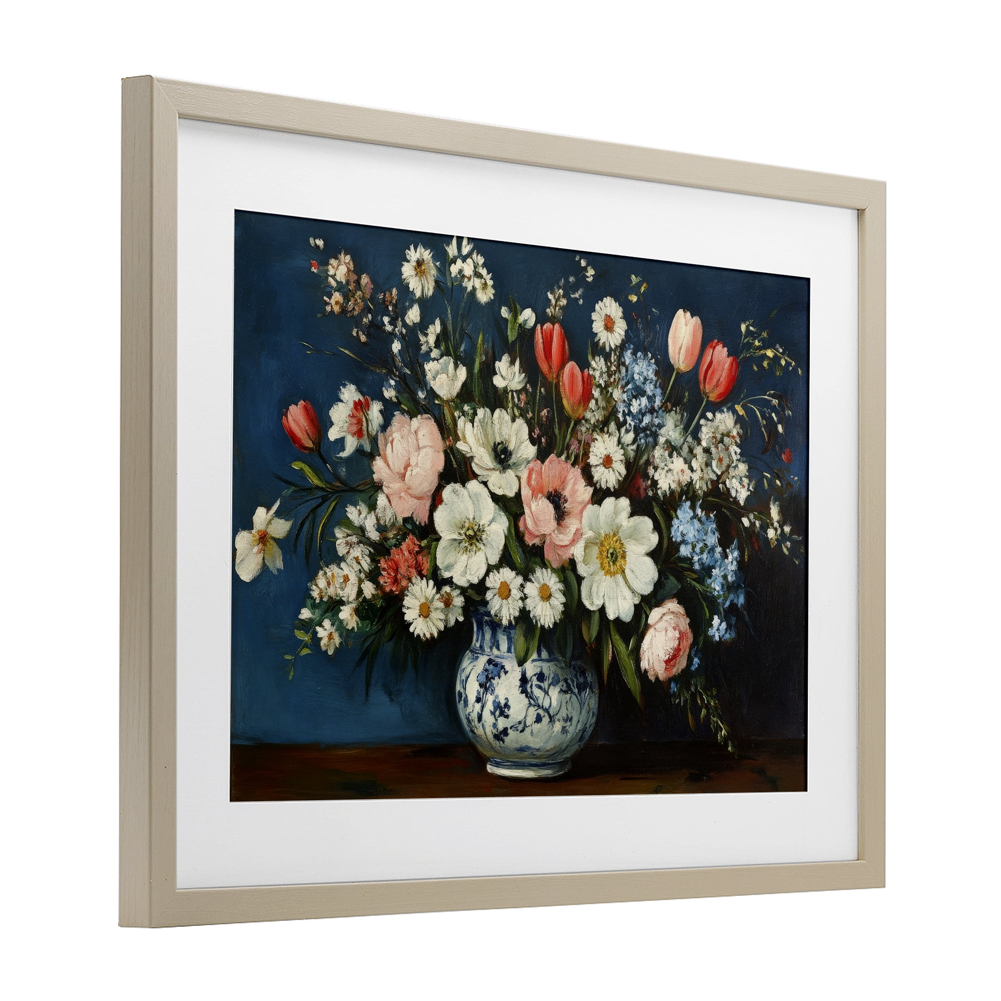Stupell Industries Colorful Bouquet in Vase Birch Framed Print Under Glass, design by Petal Prints Design