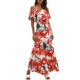 thumbnail image 1 of Vestido bohemio de mujer con volantes y hombros descubiertos, estampado de leopardo floral, cinturón Abanopi Rojo/Extragrande, 1 of 7