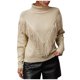 thumbnail image 2 of Suéter de cuello redondo para mujer, moda informal, color, manga larga, cuello alto, suéter para mujer, 2 of 9