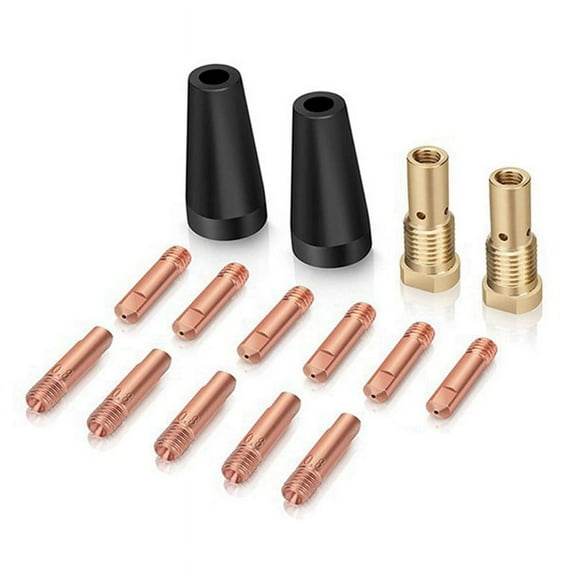 15Pcs MIG Welding Kit Flux Core Gasless Nozzle 0.8mm Brass Welding Tips Replacement MIG Welder Accessories