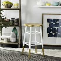 SAFAVIEH Emery Mid-Century Dipped Gold Leaf Counter Stool with Footrest, White