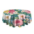 thumbnail image 5 of Pioneer Flower Floral Print Pattern Round Tablecloth 60"x60",Wrinkle Wipeable Table Cloth for Kitchen Dining Room Picnic Patio Party, 5 of 6