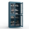 thumbnail image 5 of 100% Solid Wood 32" Bathroom Cabinet with Clear Glass Doors and Adjustable Shelves, 5 of 6