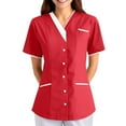 thumbnail image 4 of Wutalume Women's Quick Dry Fabric Solid Color V-Neck Short Sleeve Scrub Top, Healthcare and Medical Work Uniform,Vermilion S, 4 of 4