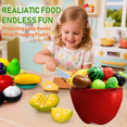 thumbnail image 3 of SaveJoy 32pcs Play Food Set for Kids with Storage Box, Kitchen Pretend Play Toys, Cutting Velcro Fruits & Vegetables, Learning Educational Gift for Toddlers, 3 of 6