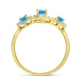 thumbnail image 5 of 10k Yellow Gold Oval Blue Topaz And Diamond Three Stone Ring, 5 of 6