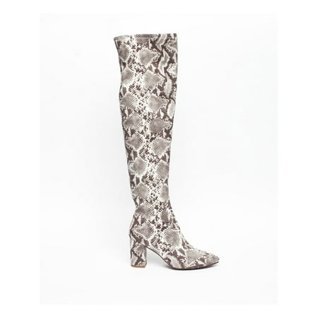 

SMASH SHOES Womens Gray Animal Print Side Zip Padded Yaya Pointy Toe Block Heel Heeled Boots 13