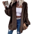 thumbnail image 2 of Women Oversized Cardigan Sweater Front Open Knitted Lantern Long Sleeve Thick Jacket, 2 of 6