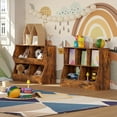 thumbnail image 6 of Kids Bookshelf, Toy Storage Organizer, Wooden Toy Cabinet, 4 Cubby Children Bookcase, 31.5" L Toddler Book Shelf for Bedroom, Nursery, Hallway, School, Rustic Brown, 6 of 9