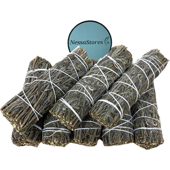 NessaStores 8 Dried Lavender Smudge Sticks, 4 Inch Hand Tied, All Natural, Ethically Sourced for Home Cleansing, Stress Relief, & Clearing Negative Energy. JC-144