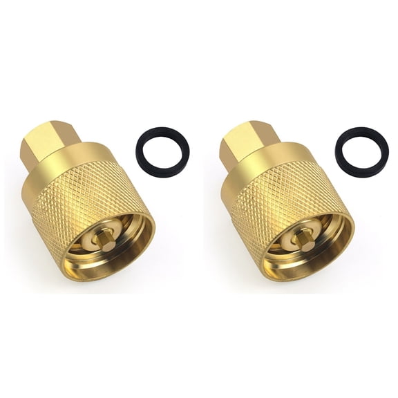 2X RE7141F Propane Forklift Connector Adapter Valve with Gasket - Brass Female Connector