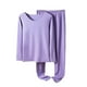 thumbnail image 2 of Puntoco Ropa de dormir para mujer, moda femenina, color sólido, cuello redondo, ropa de dormir informal cálida para el hogar, conjunto de pijama, 2 of 3