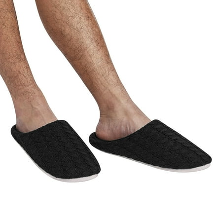 

Unisex Closed Toe Indoor Home Slipper Comfy Cozy Soft Non-Slip Houseshoes Black
