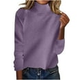 thumbnail image 4 of Itsame Women Cardigan Sweaters Loose High Neck Pullover Sweater Long Sleeve Solid Color Relaxed Sweatertop Purple Size L, 4 of 6