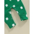 thumbnail image 6 of Baby Girl St. Patrick's Day Outfit Long Sleeve Lucky Clover Jumpsuit Romper with Headband Set Newborn Spring Clothes, 6 of 7