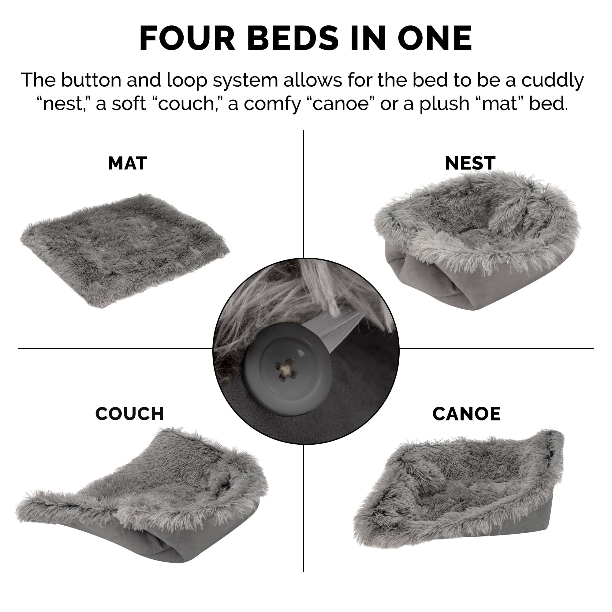 FurHaven | Convertible Self-Warming Cuddle Pet Mat & Bed for Dogs & Cats, Gray, Large