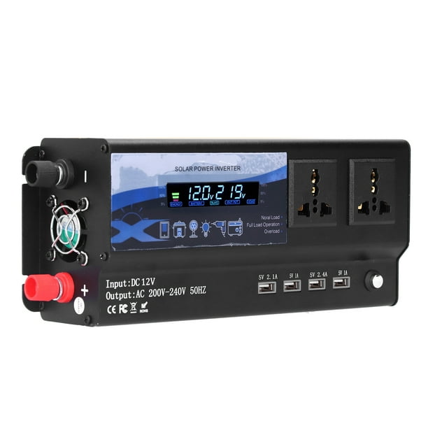 Convertidor de carga de onda sinusoidal de modificación de inversor de coche de pico de 6000W 4 USB con luz LED colorida de 12V Jadeshay A