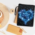 thumbnail image 4 of HELLHERO Book Protector Book Organzier Holder with Washable Polyester Fabric Book Cover Carrying Case for Mother Office Handle 11.42 x 8.66 Inch, Blue Rose Heart Butterflies, 4 of 8