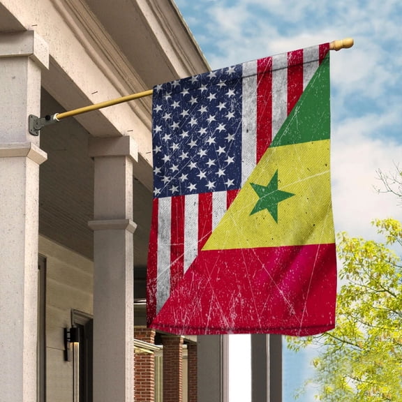 American Flag USA Senegal Half American Friendship Senegalese Patriotic House Flag, Double-Sided Decorative Outdoor Flag, Patriotic Polyester Yard Flag 29.5 x 39.5 in